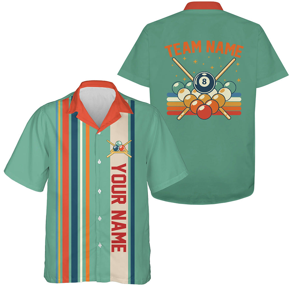 Personalized Retro Billiard Hawaiian Shirts, Billiard Team Shirts Custom Pool Player Gifts |Green TDM4000