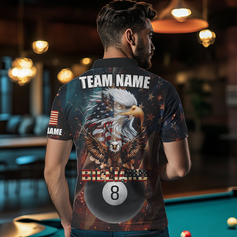 American Flag Billiard 8 Ball Pool Custom Eagle Billiard Shirt For Men, Patriotic Billiard Jersey TDM1827