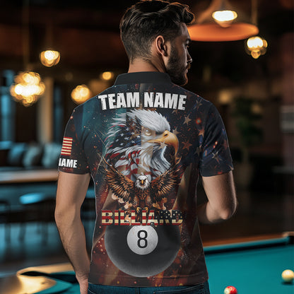 American Flag Billiard 8 Ball Pool Custom Eagle Billiard Shirt For Men, Patriotic Billiard Jersey TDM1827
