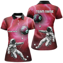 Load image into Gallery viewer, Customized Red Galaxy Astronaut 8 Ball Pool Women Billiard Shirts, Funny 3D Printed Billiard Shirts TDM2018