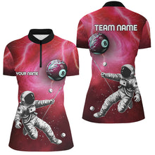 Load image into Gallery viewer, Customized Red Galaxy Astronaut 8 Ball Pool Women Billiard Shirts, Funny 3D Printed Billiard Shirts TDM2018