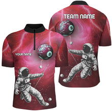 Load image into Gallery viewer, Customized Red Galaxy Astronaut 8 Ball Pool Men Billiard Shirts, Funny 3D Printed Billiard Shirts TDM2018