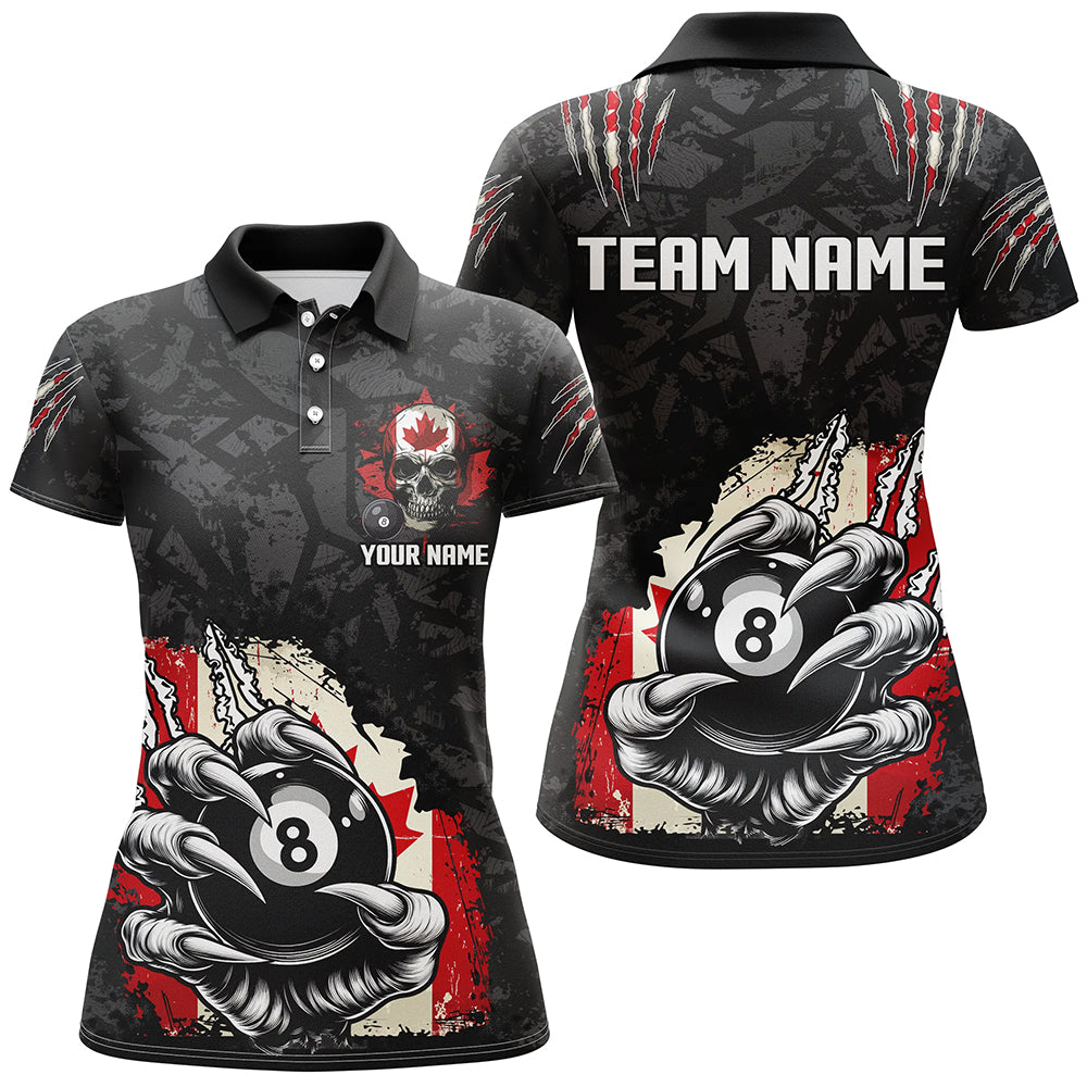 Funny Claw Tearing Canada Flag 8 Ball Pool Custom Women Billiard Shirts, Patriotic Billiard Jerseys TDM2231