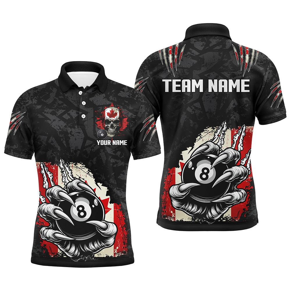 Funny Claw Tearing Canada Flag 8 Ball Pool Custom Men Billiard Shirts, Patriotic Billiard Jerseys TDM2231