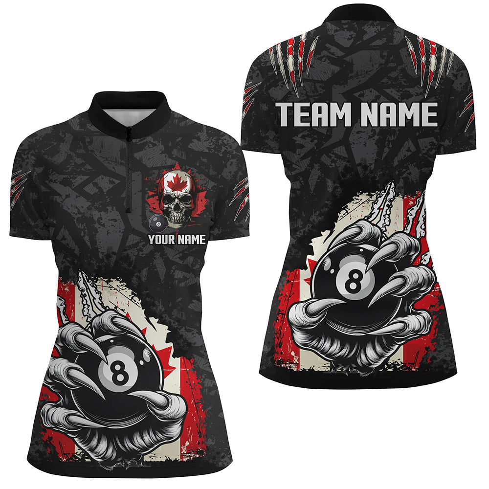 Funny Claw Tearing Canada Flag 8 Ball Pool Custom Women Billiard Shirts, Patriotic Billiard Jerseys TDM2231