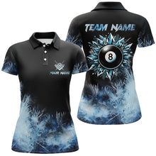 Load image into Gallery viewer, Personalized Blue Icy 8 Ball Pool Custom Billiard Shirts For Women, Billiard 8 Ball Jerseys Apparel TDM2232