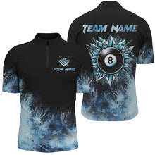 Load image into Gallery viewer, Personalized Blue Icy 8 Ball Pool Custom Billiard Shirts For Men, Billiard 8 Ball Jerseys Apparel TDM2232