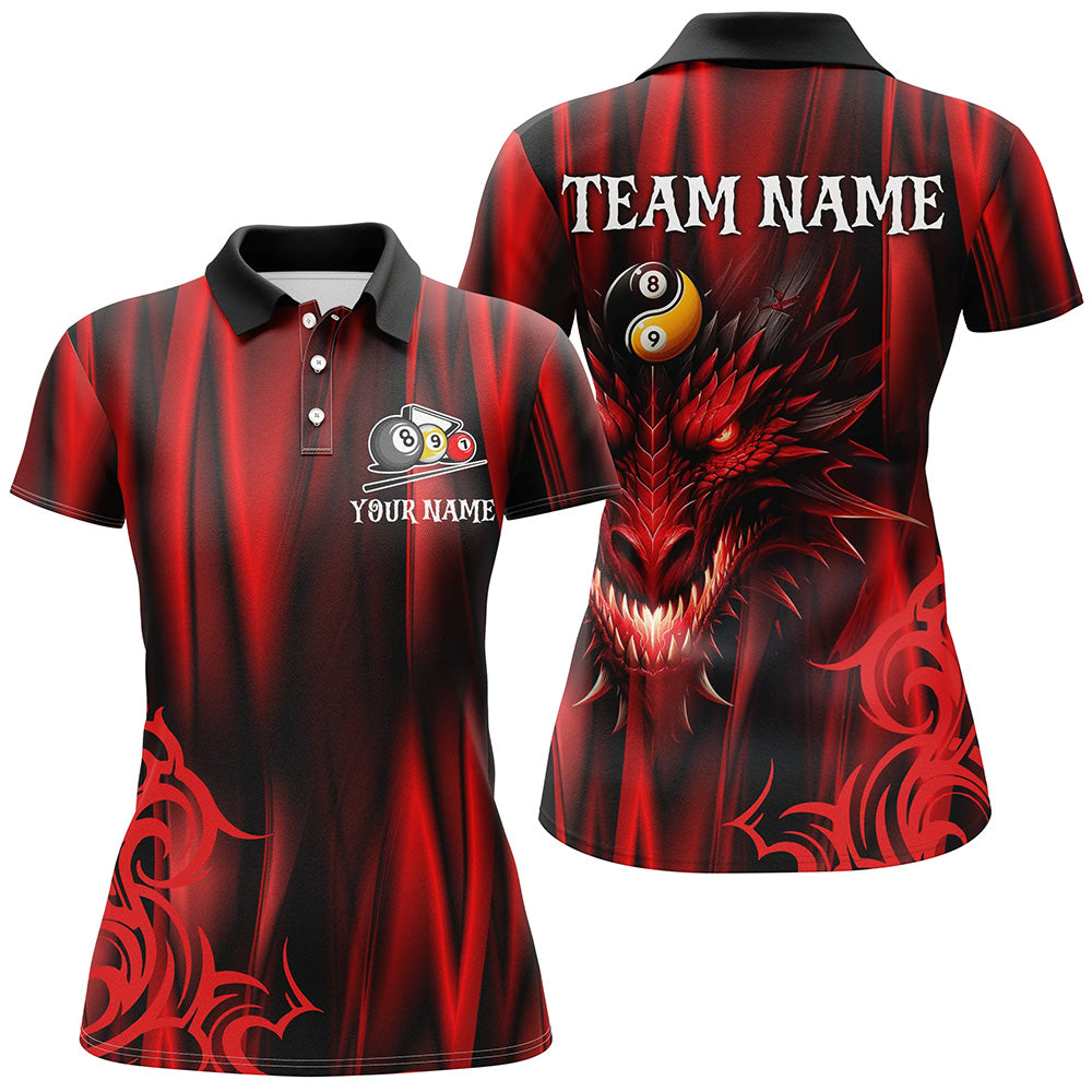 Personalized Dragon 3D Printed Billiard Shirts For Women Custom Team League Billiard Jerseys |Red TDM2235