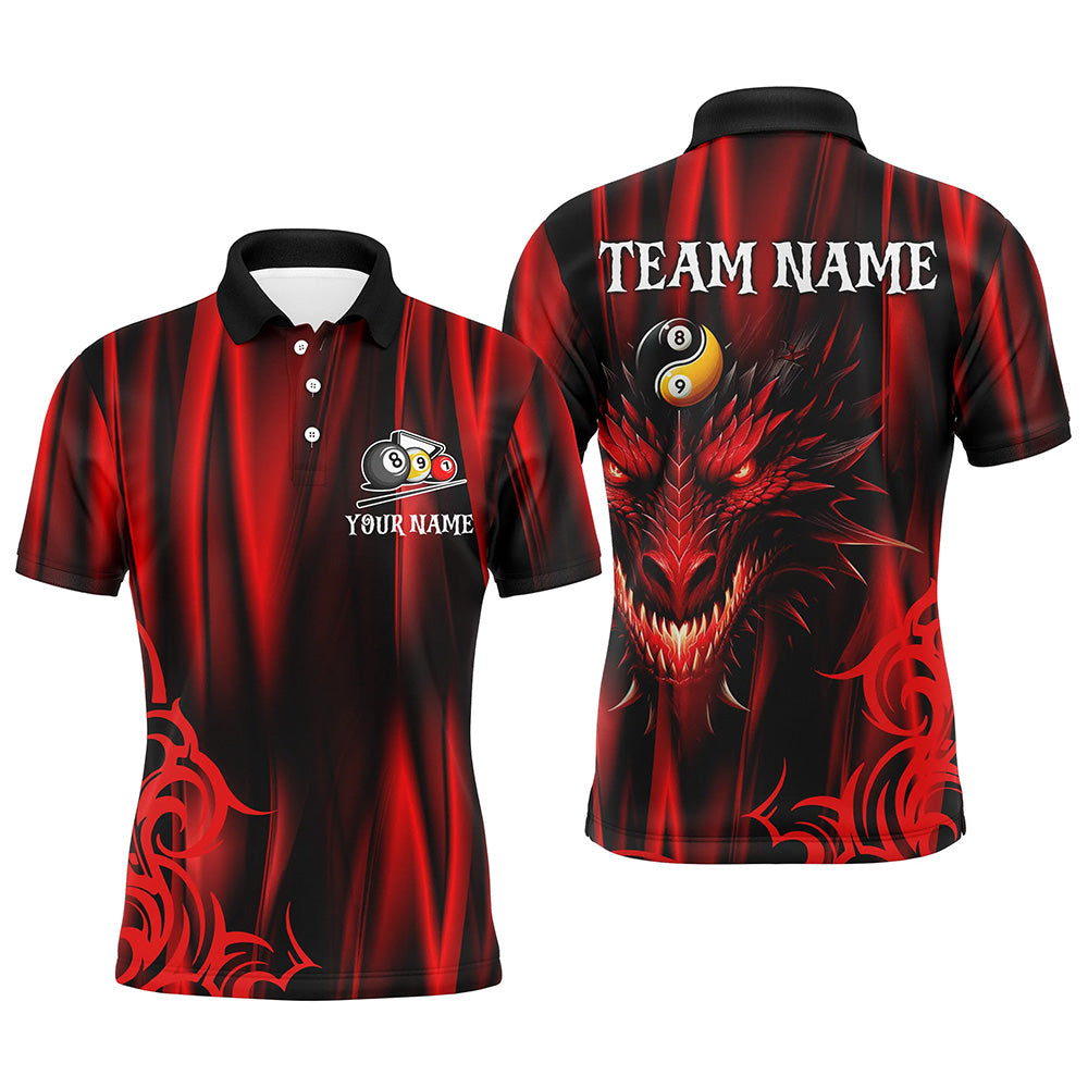 Personalized Dragon 3D Printed Billiard Shirts For Men Custom Team League Billiard Jerseys |Red TDM2235