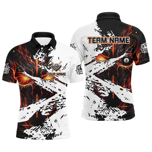 Personalized Lightning Skull Billiard Shirts For Men Custom Billiard Jerseys Grunge Style |Orange TDM2238