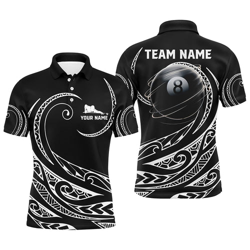Personalized Black White 8 Ball Pool Tribal Pattern Men Polo Shirts Custom 3D Billiard Pool Jersey TDM1454