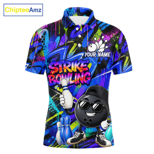 Funny Colorful Graffiti Pattern Bowling Shirts For Men Custom Bowling Team Jersey Polo & 1/4 Zip TDM6528