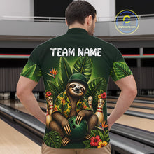 Load image into Gallery viewer, Custom Green Funny Sloth Tropical Bowling Shirts For Men, Bowling Team Jersey Polo &amp; 1/4 Zip TDM6529