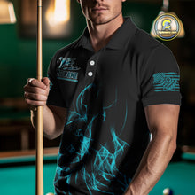Load image into Gallery viewer, Turquoise Flaming American Flag Men&#39;s Billiard Shirt Custom Patriotic Pool Player Billiard Jersey TDM4194