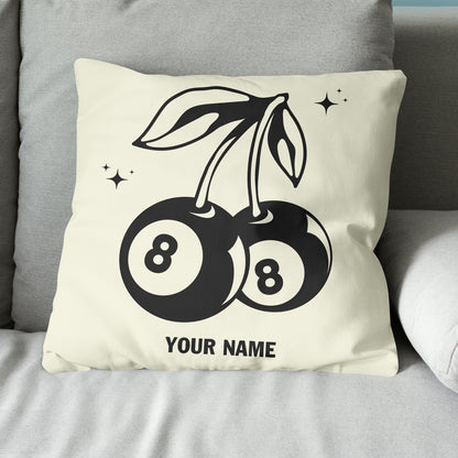 Personalized 8 Ball Cherry Billiards Pillows Custom Beige White Pillow TDM0742