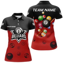 Load image into Gallery viewer, Personalized Black And Red Pool Ball Billiard Shirts For Women, Billiard Team Shirts Billiard Jerseys TDM3237