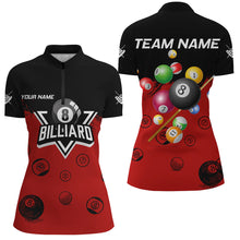 Load image into Gallery viewer, Personalized Black And Red Pool Ball Billiard Shirts For Women, Billiard Team Shirts Billiard Jerseys TDM3237