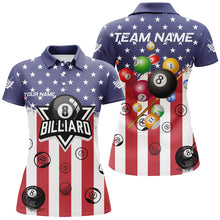 Load image into Gallery viewer, Personalized American Flag Pool Ball Billiard Shirts For Women, Patriotic Billiard Team Shirt Jerseys TDM3238