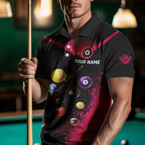 Personalized Grunge Pink Black 3D Pool Balls Men Billiard Shirts Custom Billiard Jerseys For Team TDM3439