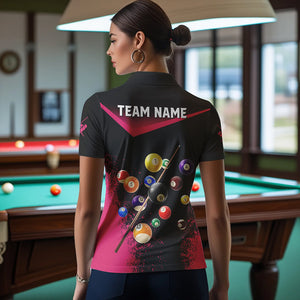 Personalized Grunge Pink Black 3D Pool Balls Women Billiard Shirts Custom Billiard Jerseys For Team TDM3439