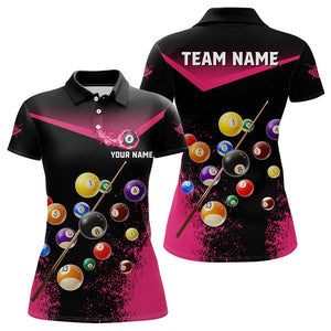 Personalized Grunge Pink Black 3D Pool Balls Women Billiard Shirts Custom Billiard Jerseys For Team TDM3439