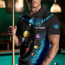 Load image into Gallery viewer, Personalized Grunge Blue Black 3D Pool Balls Men Billiard Shirts Custom Billiard Jerseys For Team TDM3440