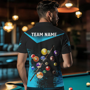 Personalized Grunge Blue Black 3D Pool Balls Men Billiard Shirts Custom Billiard Jerseys For Team TDM3440