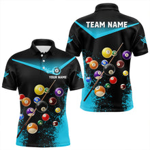 Load image into Gallery viewer, Personalized Grunge Blue Black 3D Pool Balls Men Billiard Shirts Custom Billiard Jerseys For Team TDM3440