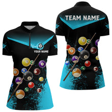 Load image into Gallery viewer, Personalized Grunge Blue Black 3D Pool Balls Women Billiard Shirts Custom Billiard Jerseys For Team TDM3440