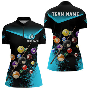 Personalized Grunge Blue Black 3D Pool Balls Women Billiard Shirts Custom Billiard Jerseys For Team TDM3440