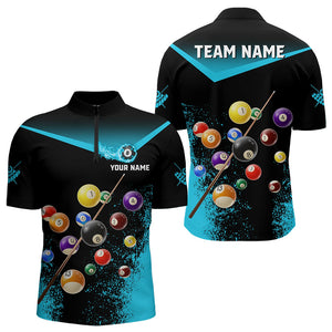 Personalized Grunge Blue Black 3D Pool Balls Men Billiard Shirts Custom Billiard Jerseys For Team TDM3440