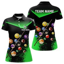 Load image into Gallery viewer, Personalized Grunge Green Black 3D Pool Balls Women Billiard Shirts Custom Billiard Jerseys For Team TDM3441