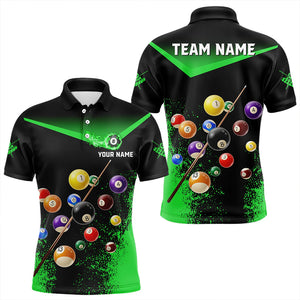 Personalized Grunge Green Black 3D Pool Balls Men Billiard Shirts Custom Billiard Jerseys For Team TDM3441