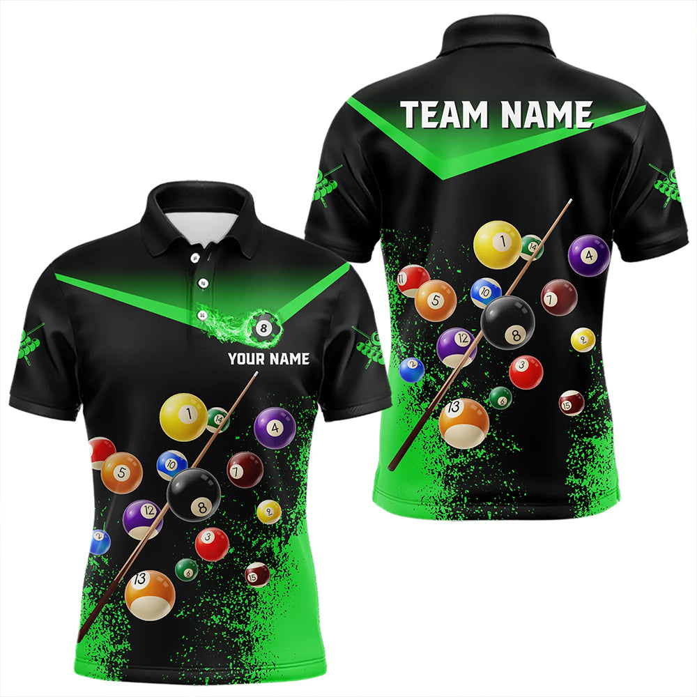 Personalized Grunge Green Black 3D Pool Balls Men Billiard Shirts Custom Billiard Jerseys For Team TDM3441