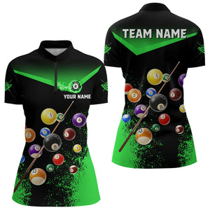 Personalized Grunge Green Black 3D Pool Balls Women Billiard Shirts Custom Billiard Jerseys For Team TDM3441