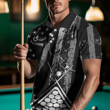 Load image into Gallery viewer, Black White 8 Ball Wings Grunge US Flag Patriotic Billiard Shirts For Men Custom Billiard Jerseys TDM3572