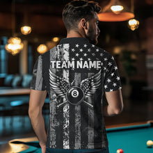 Load image into Gallery viewer, Black White 8 Ball Wings Grunge US Flag Patriotic Billiard Shirts For Men Custom Billiard Jerseys TDM3572