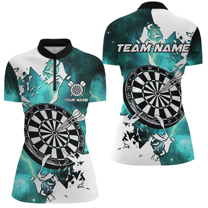 Lightning Grunge Dartboard Custom 3D Printed Darts Shirts For Women, Darts Team Jerseys |Turquoise TDM2260