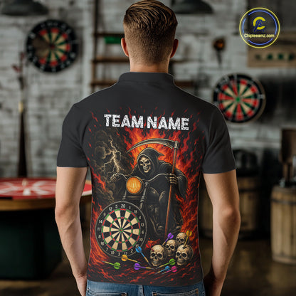 Personalized Grim Reaper Motorcycle Flame Darts Shirt For Men Custom Funny Darts Team Jersey TDM7263
