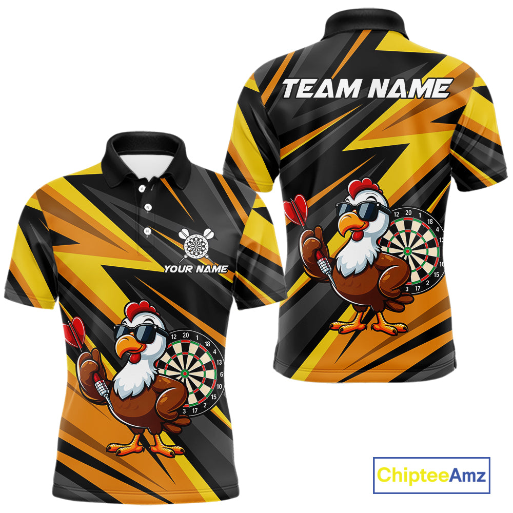 Yellow Black Funny Turkey Darts Jerseys For Men Custom Thanksgiving Darts Team Shirts, Dart Gifts TDM7267