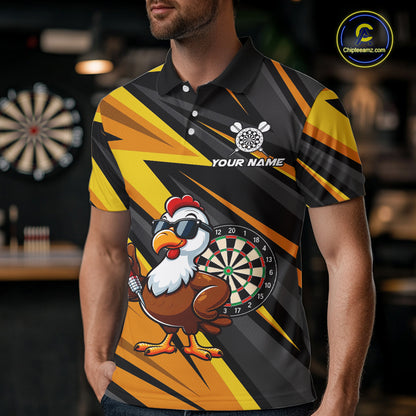 Yellow Black Funny Turkey Darts Jerseys For Men Custom Thanksgiving Darts Team Shirts, Dart Gifts TDM7267