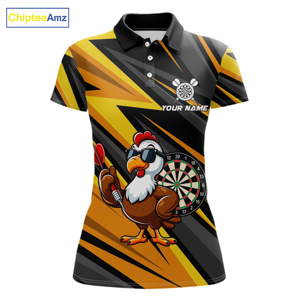 Yellow Black Funny Turkey Darts Jerseys For Women Custom Thanksgiving Darts Team Shirts, Dart Gifts TDM7267