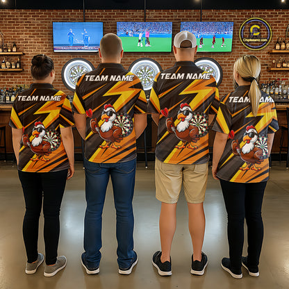 Yellow Black Funny Turkey Darts Jerseys For Women Custom Thanksgiving Darts Team Shirts, Dart Gifts TDM7267