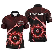 Load image into Gallery viewer, Red 8 Ball Pool Thunder Lightning Strike Custom Men Billiard Shirts, Billiard League Team Jerseys TDM2763