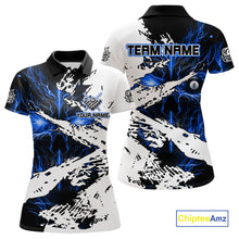 Load image into Gallery viewer, Personalized Lightning Skull Billiard Shirts For Women Custom Billiard Jerseys Grunge Style |Blue TDM5220
