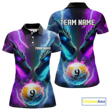Load image into Gallery viewer, Purple And Blue Custom Dragon 9 Ball Pool Billiard Shirt For Women, Billiard Jersey Polo &amp; 1/4 Zip TDM5233