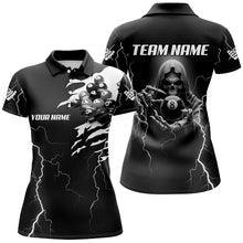 Load image into Gallery viewer, Black Skeleton Lightning Thunder Custom Women Billiard Shirts, Billiard Pool Team Jerseys Uniform TDM2921