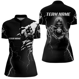 Black Skeleton Lightning Thunder Custom Women Billiard Shirts, Billiard Pool Team Jerseys Uniform TDM2921