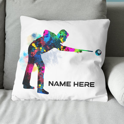 Funny Colorful Billiard Player Throw Pillow Custom Name Unique Billiards Pillows TDM0928