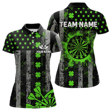 Load image into Gallery viewer, Green Grunge US Flag Luckiest Shamrock Patriotic Women Dart Shirt Custom St Patrick Day Dart Jersey TDM3448